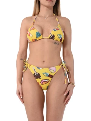 Kolorowy Komplet Bikini z Trójkątnym Topem Moschino