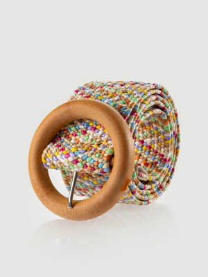 Kolorowy pasek z drewnianą klamrą Top Secret