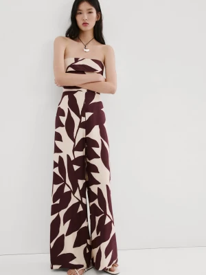 Kombinezon bez ramiączek z nadrukiem kremowy / écru - Kobieta - - MANGO