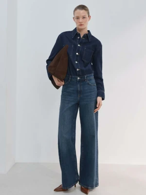 Kombinezon dżinsowy z zapięciem na guziki ciemnoniebieski - Kobieta - - MANGO