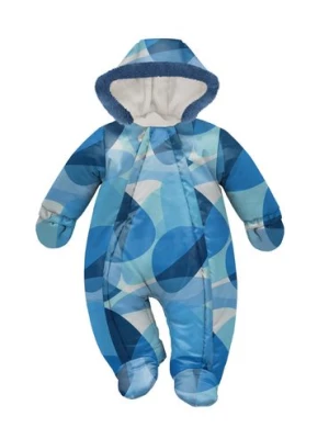 Kombinezon niemowlęcy w geometryczne wzory zimowy Winter 2023 niebieski Pinokio