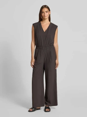 kombinezon o kroju relaxed fit z dekoltem w serek model 'Charlou' Someday Czekoladowy