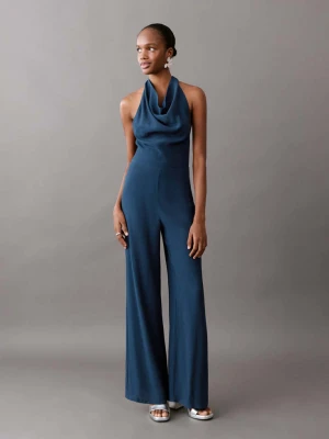 Kombinezon z dekoltem halter i odkrytymi plecami ciemnogranatowy - Dziewczyna - - MANGO TEEN