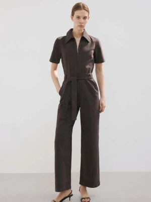 Kombinezon z denimu na zamek czekoladowy - Kobieta - - MANGO