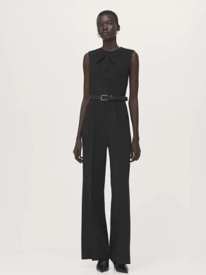 Kombinezon z drapowaniem i paskiem czarny - Kobieta - - MANGO