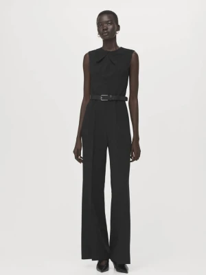 Kombinezon z drapowaniem i paskiem czarny - Kobieta - - MANGO