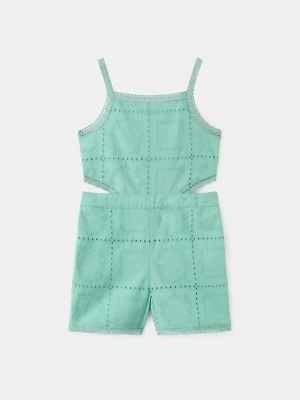 Kombinezon z haftami i bocznymi rozcięciami turkusowy - Dzieci - - MANGO KIDS