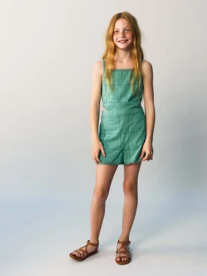 Kombinezon z haftami i bocznymi rozcięciami turkusowy - Dzieci - - MANGO KIDS