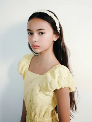 Kombinezon z kwiatowym haftem zieleń lima - Dzieci - lata - MANGO KIDS