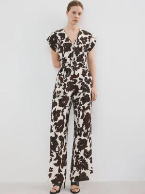 Kombinezon z kwiatowym wzorem i paskiem kremowy / écru - Kobieta - - MANGO