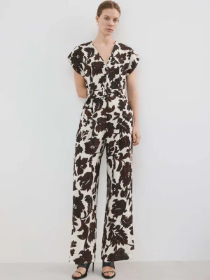 Kombinezon z kwiatowym wzorem i paskiem kremowy / écru - Kobieta - - MANGO