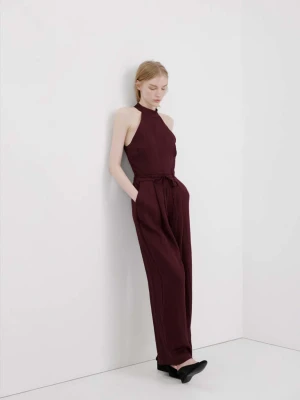 Kombinezon z lyocellu z dekoltem halter winny - Kobieta - - MANGO