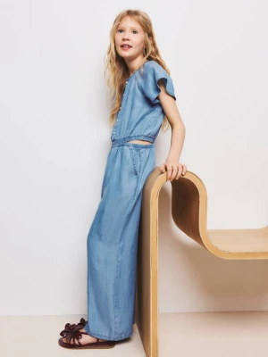 Kombinezon z lyocellu z rozcięciami średni niebieski - Dzieci - - MANGO KIDS