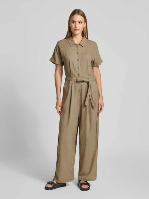 Kombinezon z mieszanki lnu z wiązanym paskiem model 'LINNO' Ichi