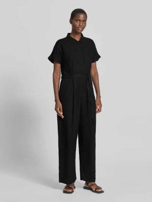 Kombinezon z mieszanki lnu z wiązanym paskiem model 'LINNO' Ichi