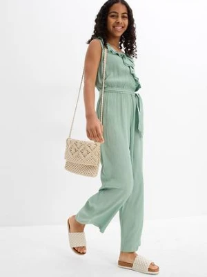 Kombinezon z teksturowanej tkaniny marszczonej bonprix