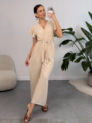 Kombinezon z Wiskozy Beżowy Butterfly ClothStore