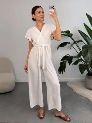 Kombinezon z Wiskozy Kremowy Butterfly ClothStore