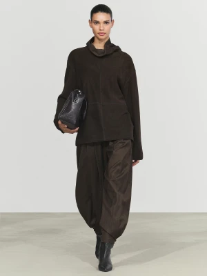 Kombinowana Luźna Bluzka Typu Golf - Brązowy - Massimo Dutti - Female