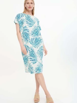 Komfortowa sukienka oversize z nadrukiem w liście palmy Greenpoint