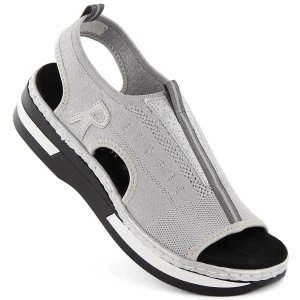 Komfortowe sandały damskie wsuwane Rieker V59B5-90 szare