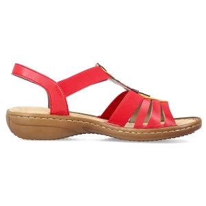 Komfortowe sandały damskie wsuwane z gumkami czerwone Rieker 60804-33