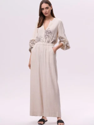 Komfortowe spodnie z gumką w talii jasny beż Greenpoint