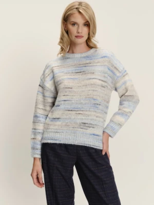 Komfortowy sweter w subtelne paski Greenpoint niebieski