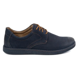 KOMODO Buty męskie skórzane Casual 933/2 granatowe niebieskie