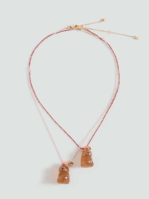 Komplet 2 naszyjników z łączonych materiałów brązowy - Dzieci - Rozmiar uniwersalny - MANGO KIDS