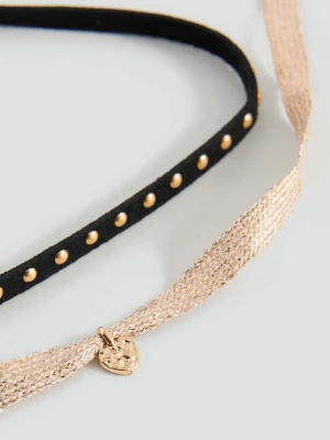 Komplet 2 naszyjników z łączonych materiałów czarny - Dzieci - Rozmiar uniwersalny - MANGO KIDS