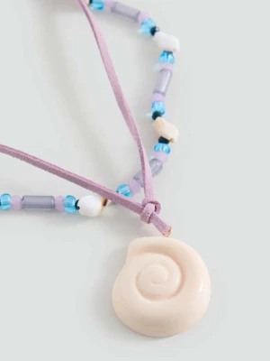 Komplet 2 naszyjników z łączonych materiałów liliowy - Dzieci - Rozmiar uniwersalny - MANGO KIDS