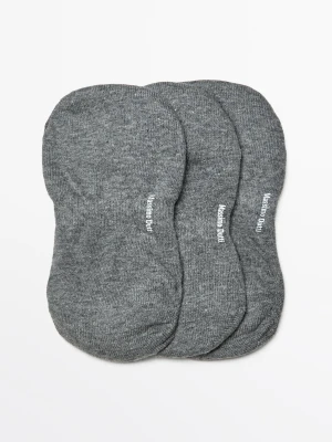 Komplet 3 Par Skarpetek Stópek Z Bawełnianej Mieszanki - Brudnoszary - Massimo Dutti - Male
