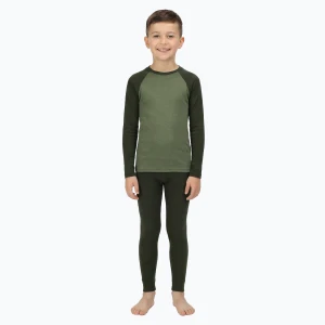 Komplet bielizny termoaktywnej dziecięcej WOOLCANO Merino SET0982 khaki