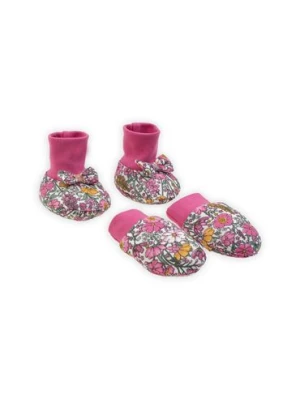 Komplet buciki + rękawiczki bawełniane w kwiatki Lea Nicol