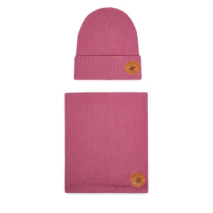 Komplet czapka i komin Beverly Hills Polo Club CEO-BHPC-ACCCS-02 Różowy