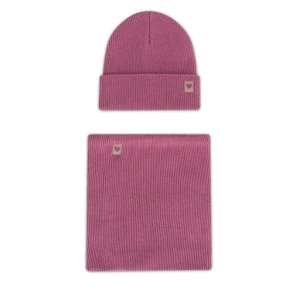 Komplet czapka i komin Nelli Blu 7KF-002-AW24 Różowy