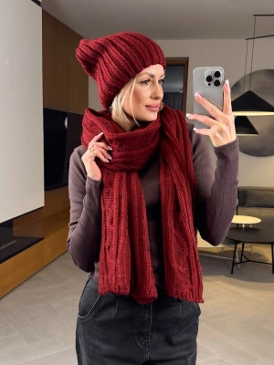 Komplet Czapka i Szalik Bordowy Harmony ClothStore