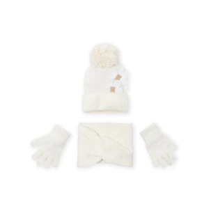 Komplet czapka, komin i rękawiczki Mayoral 10071 Écru