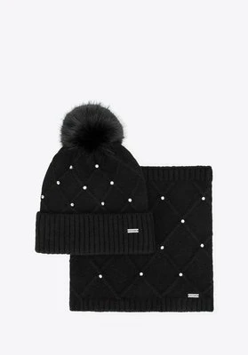Komplet damski zimowy – czapka i komin w kryształki czarny Wittchen