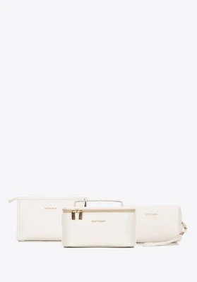 Komplet damskich kosmetyczek z imitacji skóry ecru Wittchen