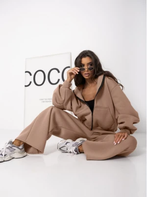 Komplet dresowy bluza i spodnie MELIA - cappuccino mocca  magmac 