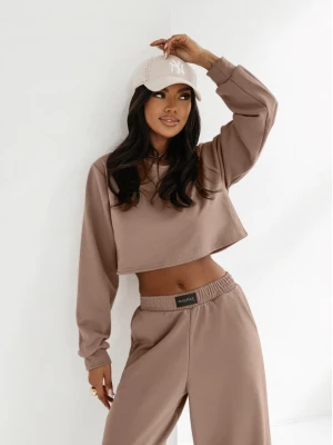 Komplet dresowy krótka bluza i spodnie SAYTON - mocha mousse  magmac 