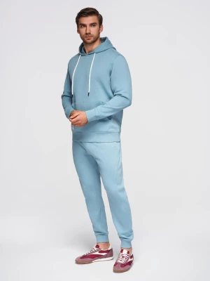 Komplet dresowy męski bluza bawełniana dresowa + spodnie joggery - niebieski V7 - Rozmiar: XL Ombre Clothing