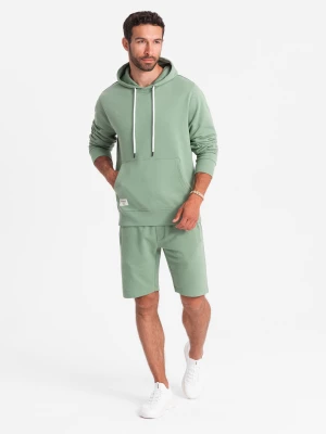 Komplet dresowy męski bluza kangurka + szorty – zielony V3 Z75
 -                                    S Ombre