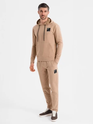 Komplet dresowy męski bluza z kapturem + spodnie dresowe - brązowy V3 Z107
 -                                    S Ombre