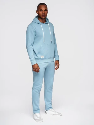 Komplet dresowy męski set bluza z kapturem + spodnie regular fit - jasnoniebieski V7 - Rozmiar: XXL Ombre Clothing
