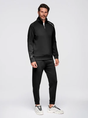 Komplet dresowy męski set bluza ze stójką + spodnie joggery - czarny V1 - Rozmiar: XL Ombre Clothing