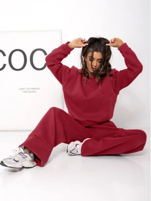 Komplet dresowy z szerokimi spodniami DANER - bordowy  magmac 