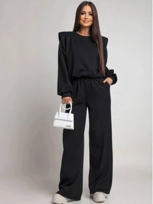Komplet dresowy z szerokimi spodniami KIANO - czarny  magmac 